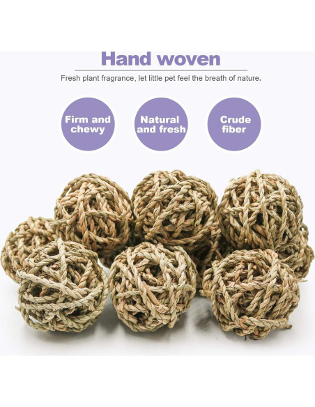 10 Pelotas de Juego Naturales para Conejos y Roedores Bac-kitchen