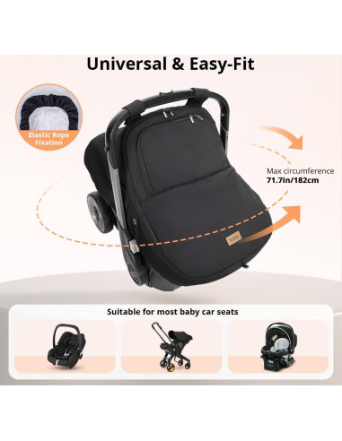 Cubierta de Asiento de Coche para Bebé Bioby Negra Impermeable