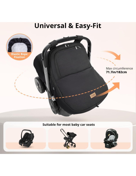 Cubierta de Asiento de Coche para Bebé Bioby Negra Impermeable