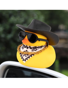 Pato de Goma Wonuu con Sombrero y Gafas para Auto 6x4.5cm 2