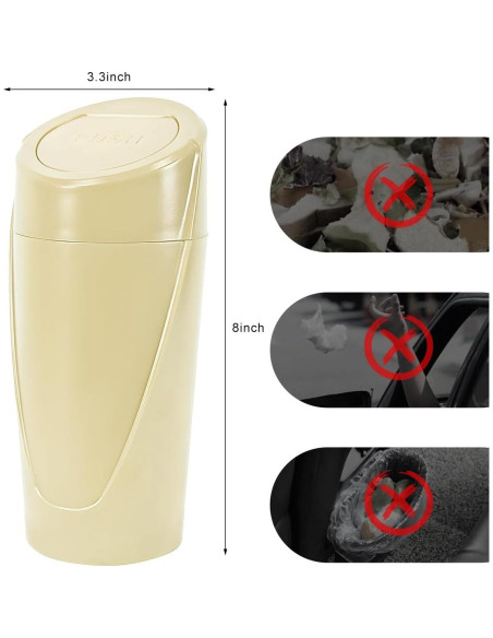 Bote de Basura para Auto Wevdn Beige 1200ml a Prueba de Fugas