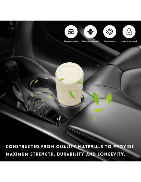 Bote de Basura para Auto Wevdn Beige 1200ml a Prueba de Fugas