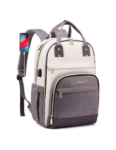 Mochila LOVEVOOK para Laptop 15.6" Beige-Gris Antirrobo