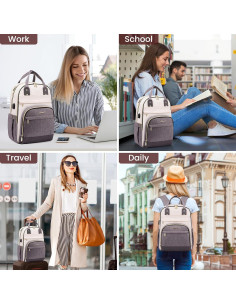 Mochila LOVEVOOK para Laptop 15.6" Beige-Gris Antirrobo 2