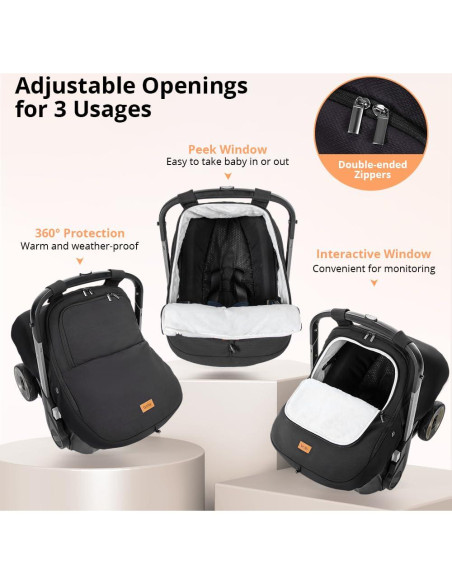 Cubierta de Asiento de Coche para Bebé Bioby Negra Impermeable