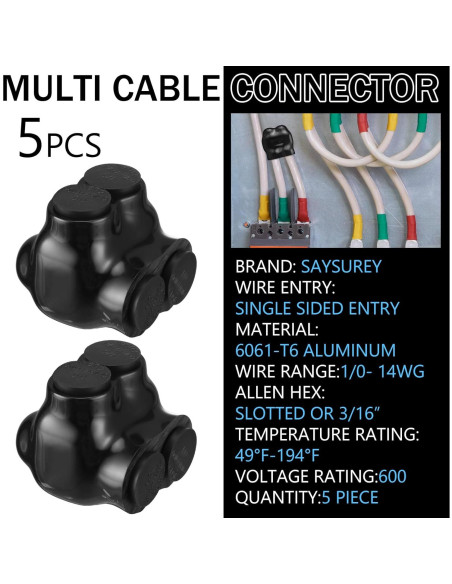 5 Conectores de Cable Multi Aislados Saysurey 1-14 AWG