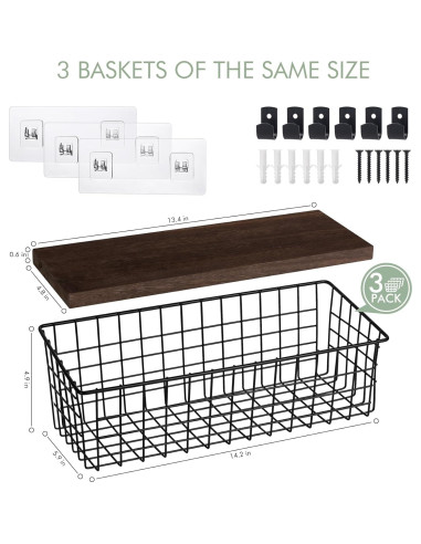 Cestas Colgantes de Pared Extra Grandes C C Fashion 3 Pack