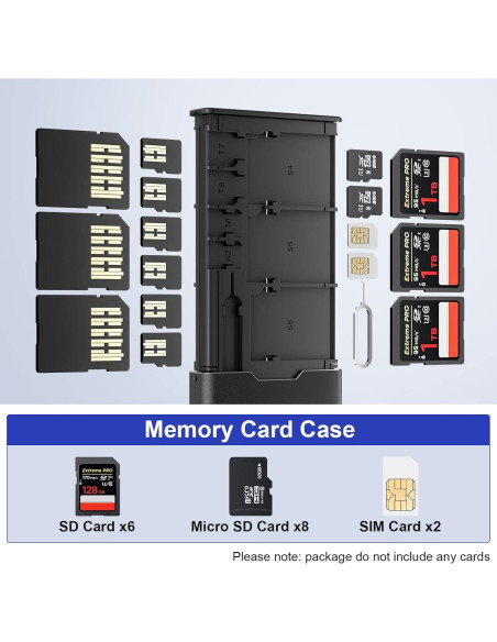Estuche BUDI para Tarjetas de Memoria Micro SD y SD - 6 Slots