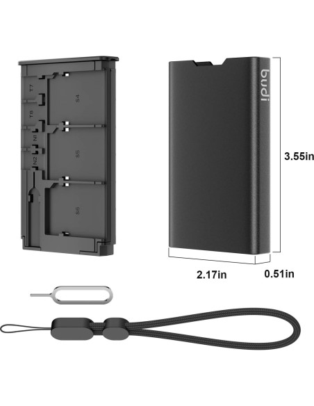 Estuche BUDI para Tarjetas de Memoria Micro SD y SD - 6 Slots