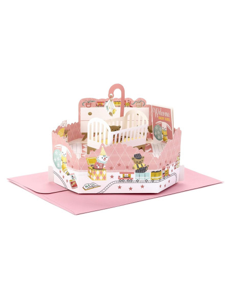 Tarjeta Pop Up Hallmark Baby Shower Niña Guardería 15.24x22.86cm