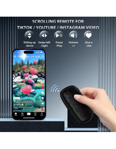 Control Remoto Bluetooth Zttopo para TikTok y Kindle - Negro