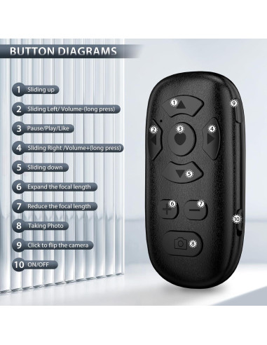 Control Remoto Bluetooth Zttopo para TikTok y Kindle - Negro