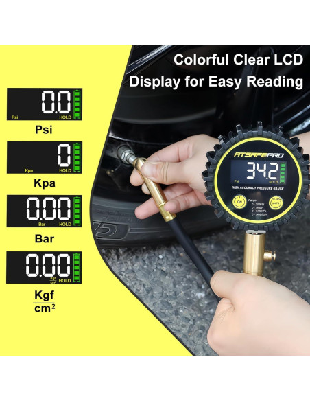 Medidor de presión de neumáticos digital ATsafepro 200 PSI