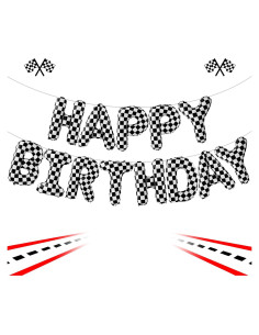 Banner de Cumpleaños Temática de Autos de Carreras YSBJKWCF