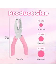 Perforadoras de Papel UCEC 3 Pack Círculo 1.5-6 mm Rosa 2