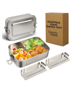 Caja de Almuerzo LEEPENK Acero Inoxidable 1400ml A Prueba de Fugas