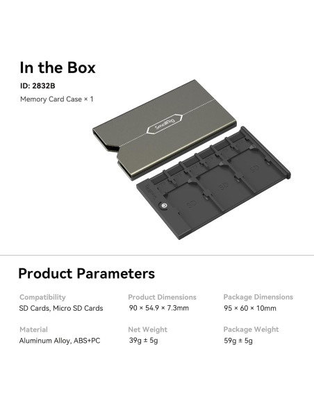 Estuche Antichoque para Tarjetas de Memoria SmallRig 2832B - Gris