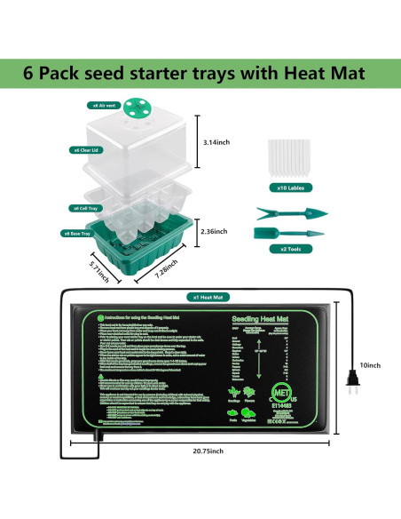 Kit de Inicio de Semillas AWLYLNLL con Estera Térmica 25.4x52.7cm