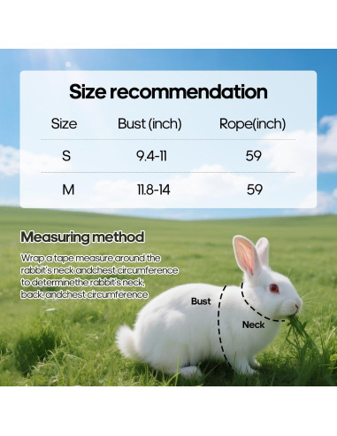 Arnés Ajustable para Conejo SQUSIMEI con Tira Reflectante - S