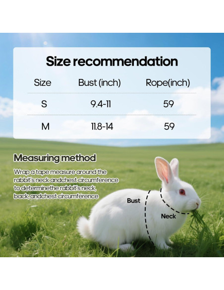 Arnés Ajustable para Conejo SQUSIMEI con Tira Reflectante - S