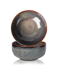 Juego de 2 Cuencos de Cerámica KYBSCZ 22 Onzas Marrón Caramelo