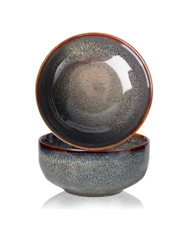 Juego de 2 Cuencos de Cerámica KYBSCZ 22 Onzas Marrón Caramelo