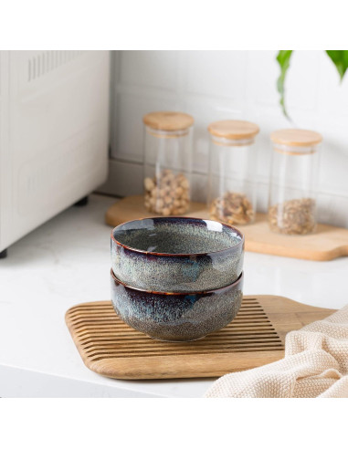 Juego de 2 Cuencos de Cerámica KYBSCZ 22 Onzas Marrón Caramelo