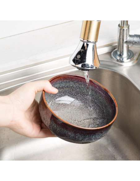 Juego de 2 Cuencos de Cerámica KYBSCZ 22 Onzas Marrón Caramelo