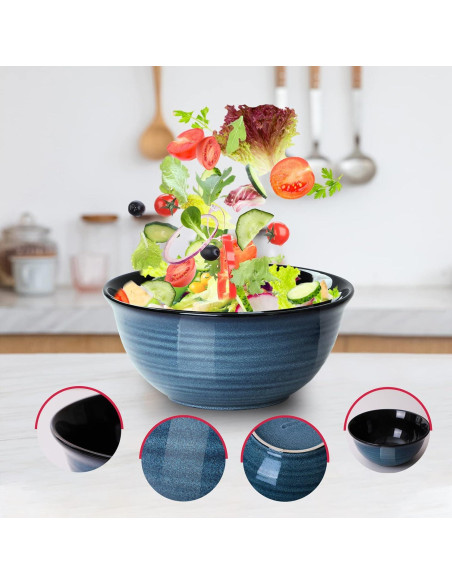 Juego de Cuencos de Mezcla Cerámica Hasense 3 Piezas Azul