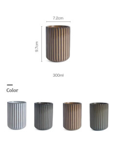 Juego de 4 Tazas de Cerámica YOKIOU Vintage 300ml Rayadas 2