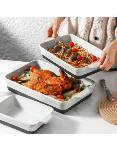 Juego de Fuentes para Hornear HVH Cerámica Negra 3 Piezas