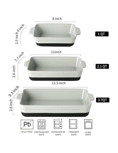 Juego de Fuentes para Hornear HVH Cerámica Negra 3 Piezas