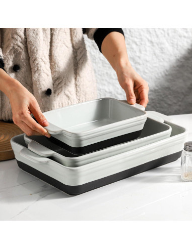 Juego de Fuentes para Hornear HVH Cerámica Negra 3 Piezas