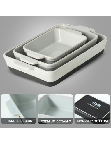 Juego de Fuentes para Hornear HVH Cerámica Negra 3 Piezas