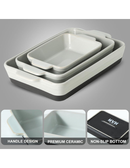 Juego de Fuentes para Hornear HVH Cerámica Negra 3 Piezas