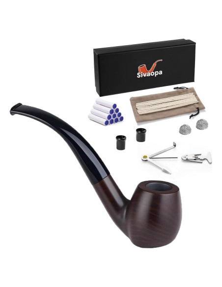 Pipa de Tabaco de Ébano Sivaopa con Filtros y Caja de Regalo