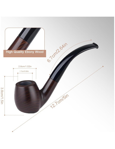 Pipa de Tabaco de Ébano Sivaopa con Filtros y Caja de Regalo