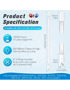 Lámpara UV Qualirey Compatible con VIQUA S410RL-HO 18000h 2