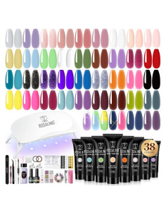 Kit de Gel de Uñas de Polímero ROSALIND 38PCS con Mini Lámpara
