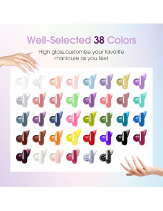 Kit de Gel de Uñas de Polímero ROSALIND 38PCS con Mini Lámpara 2