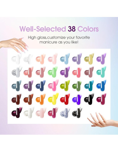 Kit de Gel de Uñas de Polímero ROSALIND 38PCS con Mini Lámpara