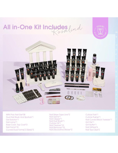 Kit de Gel de Uñas de Polímero ROSALIND 38PCS con Mini Lámpara