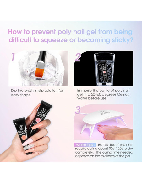 Kit de Gel de Uñas de Polímero ROSALIND 38PCS con Mini Lámpara
