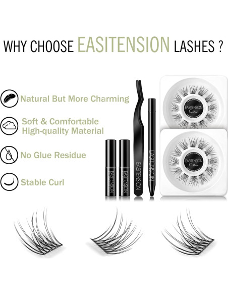 Extensión de Pestañas Naturales KAIFENG 12mm 14mm Kit DIY