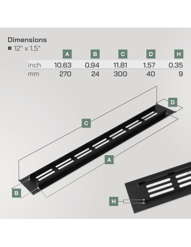 Rejilla de Ventilación Aluminio Marrón 30.48x3.81 cm Vent Systems
