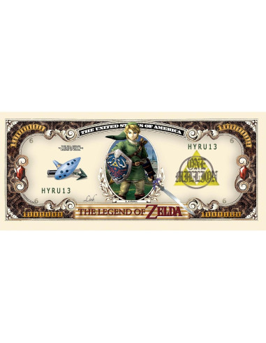 Billete coleccionable de 1 millón de dólares Legend of Zelda
