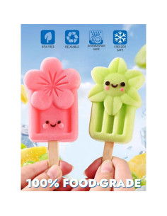 Moldes de Popsicles de Silicona Zigihos con 50 Palitos de Madera 2
