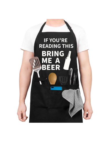 Delantal de Cocina Unisex con Bolsillos para BBQ - Regalo Papá