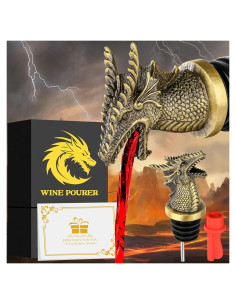 Vertedor y Tapón de Vino Dragón LULLEA Bronce 2 en 1