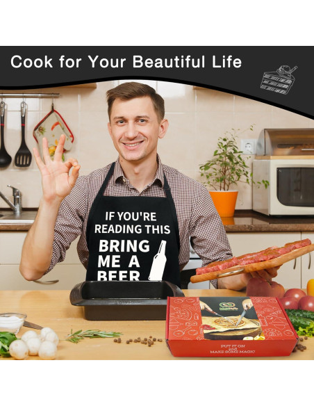 Delantal de Cocina Unisex con Bolsillos para BBQ - Regalo Papá